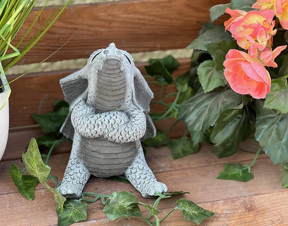 STEINFIGUR Trotzdrache Drache frostfest Steinguss - Grau, Stein (12/14/12cm) - stoneandstyle