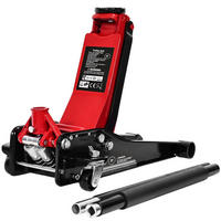 HYDRAULISCHER WAGENHEBER Jack, drehbarer Auflageteller mit Gummierung und Noppen, schwarz/rot - Rot/Schwarz, Metall (69/34.5/50cm) - tectake