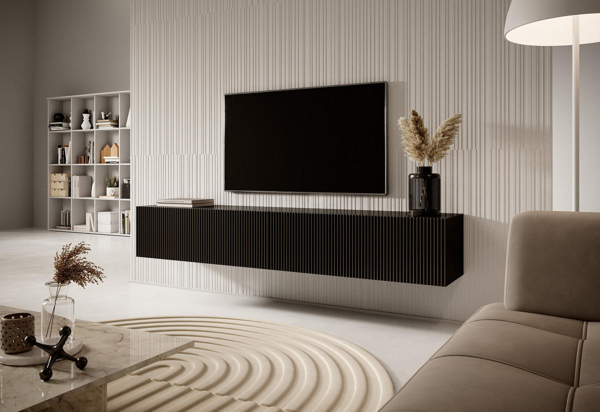 TV-HÄNGEBOARD Veldio Schwarz 175 cm - Schwarz, Holzwerkstoff (175/28.5/31.6cm) - Selsey