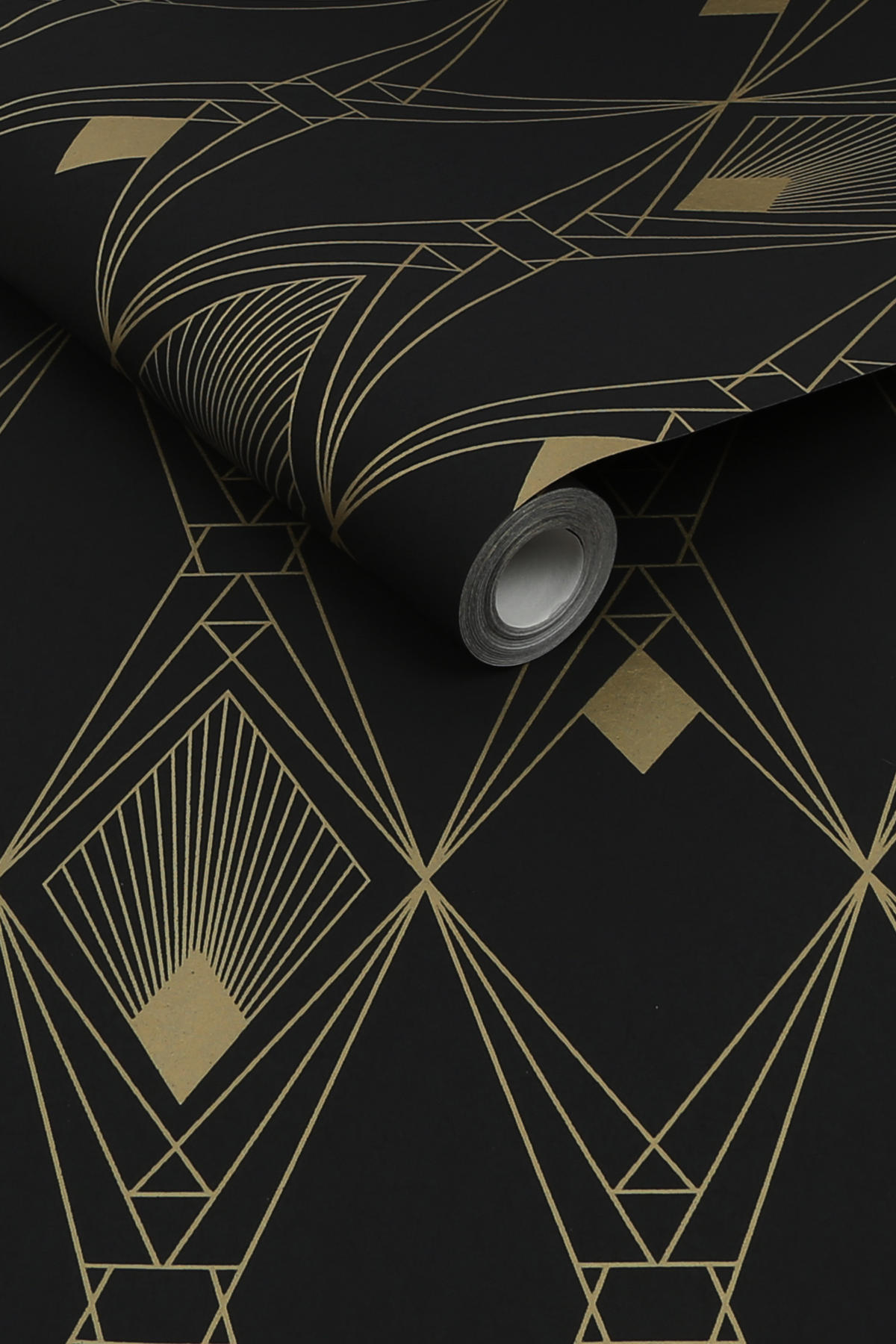 VLIESTAPETE Art Deco Schwarz-Gold - Schwarz, Papier/Kunststoff (52/1000cm) - next