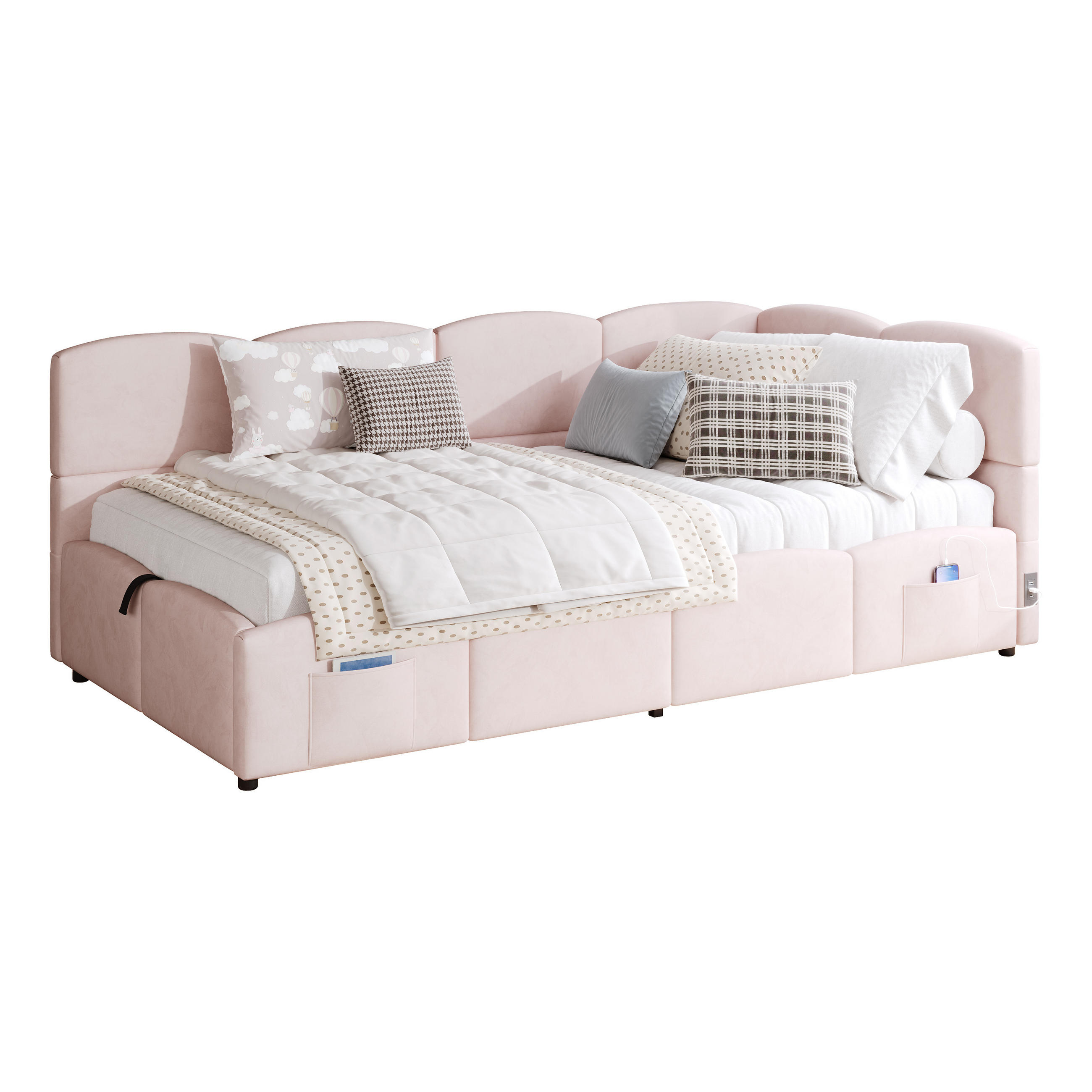POLSTERBETT 90x200 cm mit Lattenrost, Rosafarbener Samt - Pink, Holz (90/200cm) - KOMHTOM