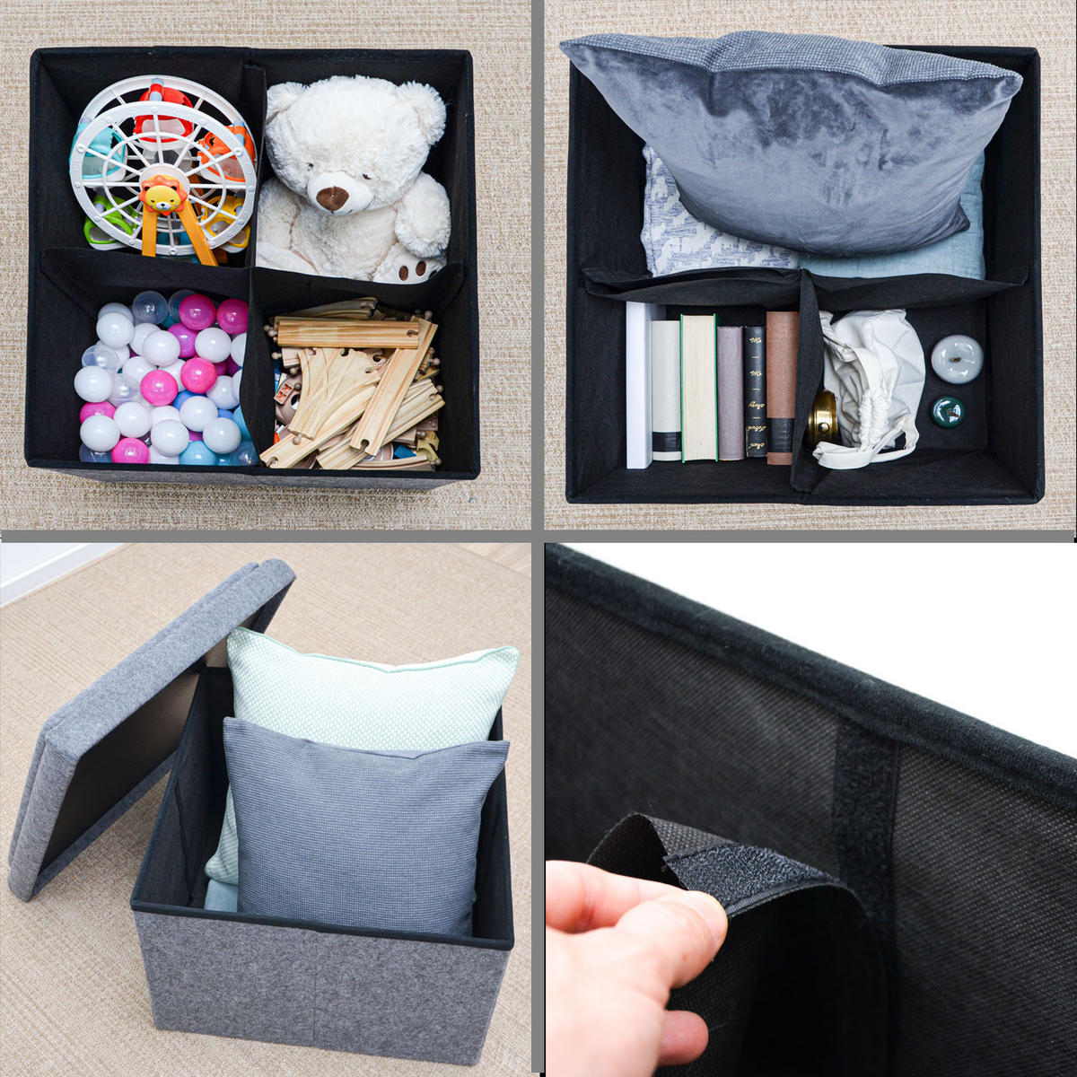 BEISTELLTISCH mit Stauraum 56/56/40 cm Grau - Grau, Kunststoff (56/56/40cm) - Dunedesign