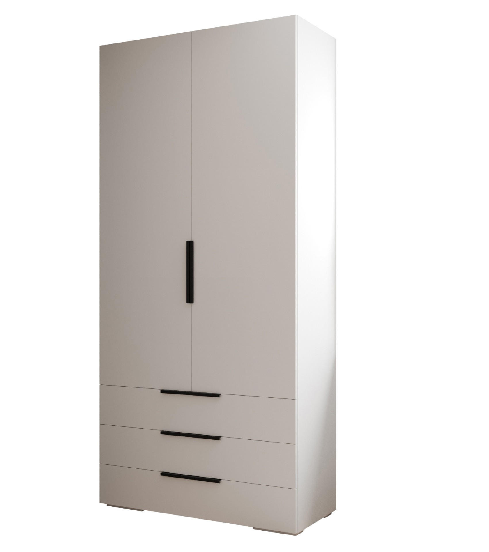 Möbel Kryspol Drehtürenschrank Weiß, Schwarz 100x236.7x47 cm