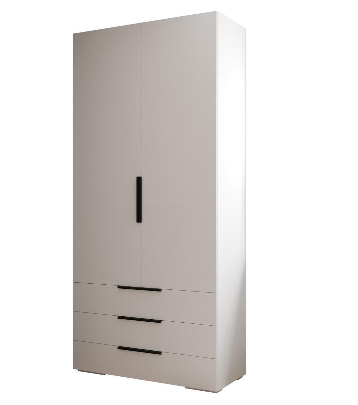 DREHTÜRENSCHRANK 236.7/100/47 2-türig - Schwarz/Weiß, Holz/Metall (100/236.7/47cm) - MÖBEL KRYSPOL