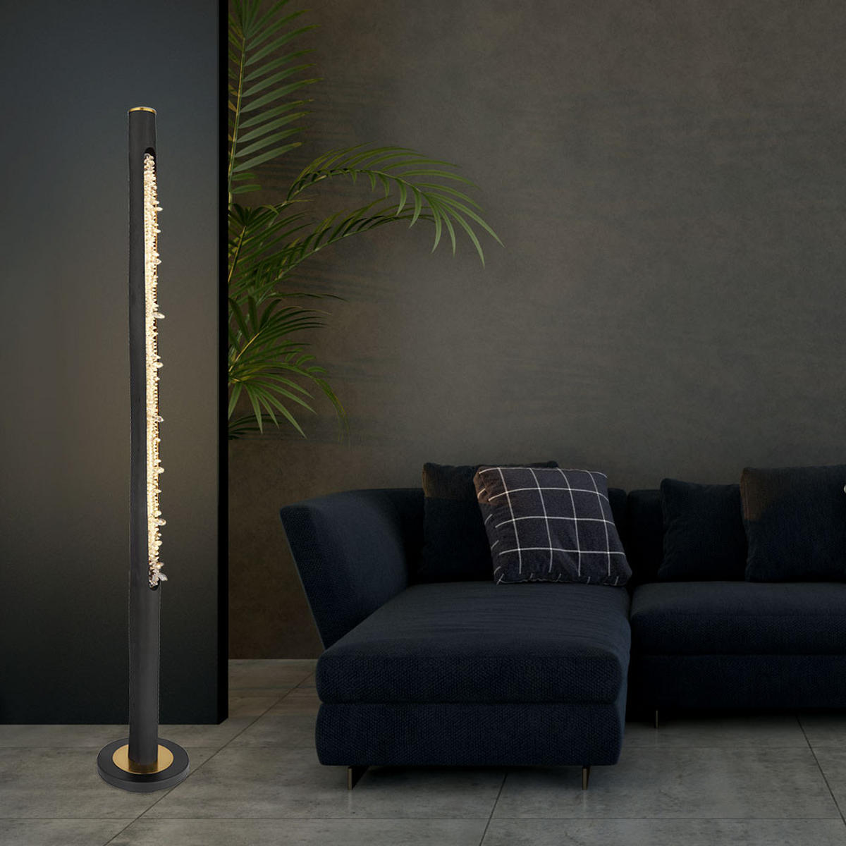 LED STEHLEUCHTE Holz Schwarz - Schwarz, Holz (23/23/151cm) - Globo Lighting