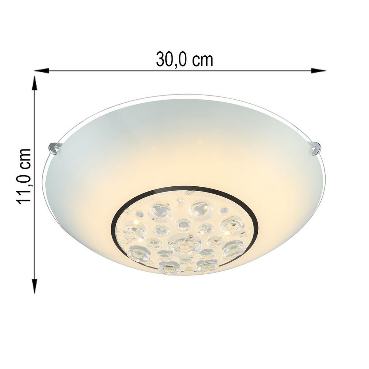 LED DECKENLEUCHTE Metall Kristall Silber - Silberfarben, Glas (30/30/11cm) - Globo Lighting