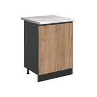 SPODNÍ SKŘÍŇKA KUCHYŇSKÉ LINKY R-Line, Zlatý mocný dub/Antracit, 60 cm s 1 dveřmi pracovná doska Mramor - antracitová/barva dubu, kompozitní dřevo (60/81.6/60cm) - Vicco