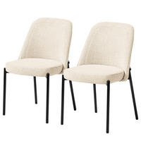 POLSTERSTUHL - Strukturstoff / Stahl, 2er-Set - Creme/Schwarz, Metall (57/85/52cm) - home24