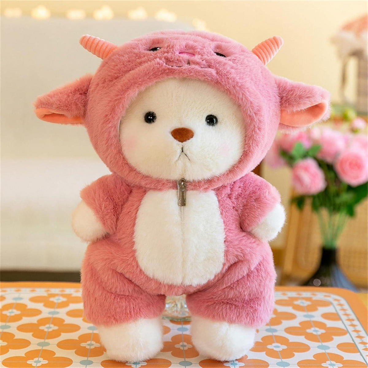 PLÜSCHTIER Teddybär im Schafkostüm Rosa 30 cm - Rosa, Textil (15/30cm)