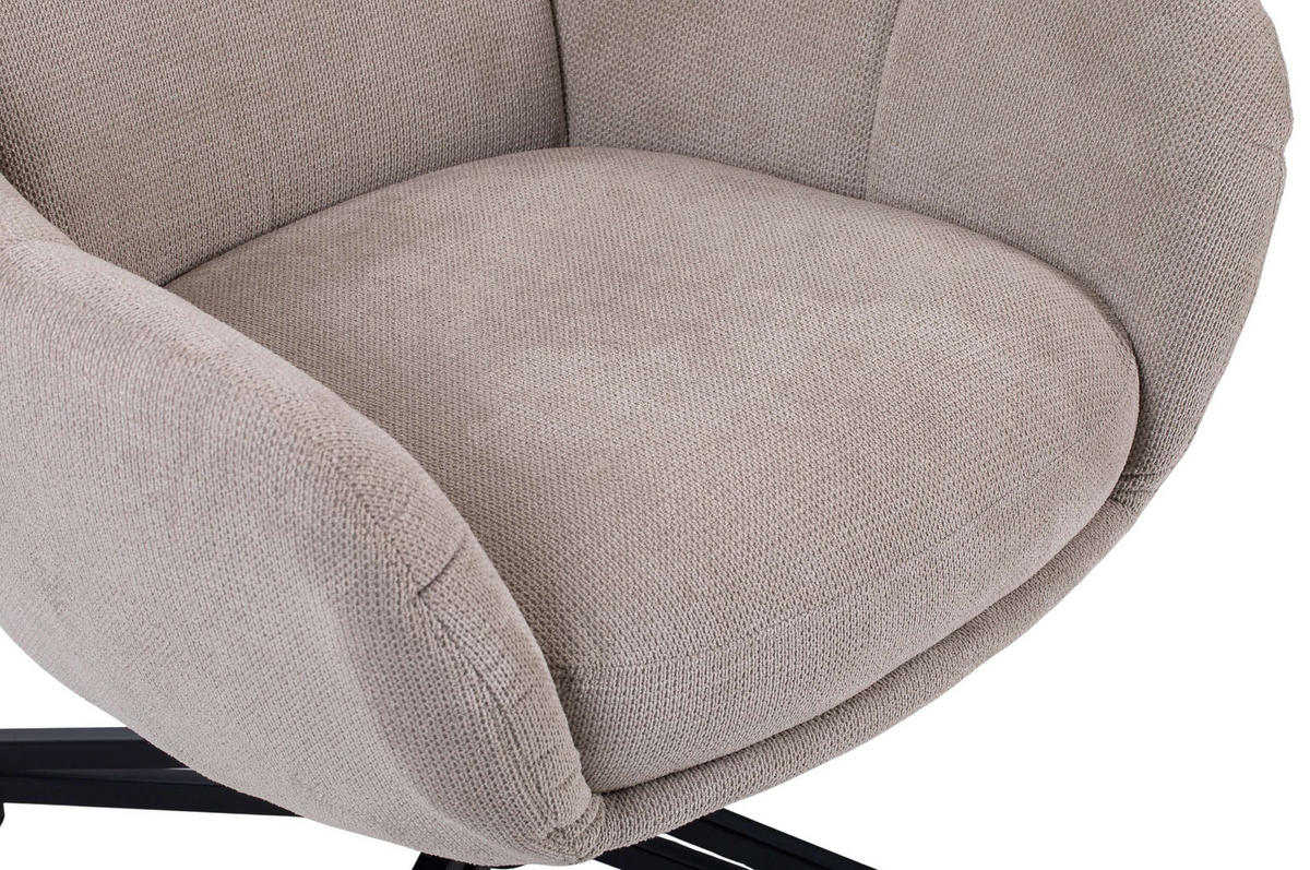 OHRENSESSEL Marconia beige drehbar - Beige/Schwarz, Textil/Metall (75/109/80cm) - Mr. Deko