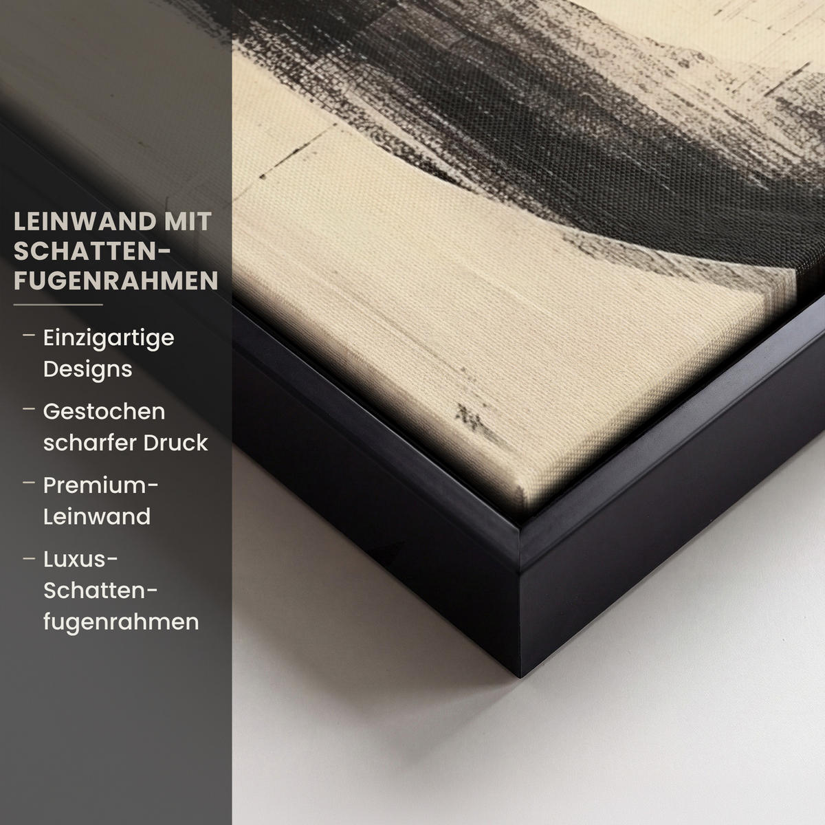 LEINWAND Bilder mit Rahmen - Kreise - Balken - Schwarz - Abstrakt - 70x100 - Schwarz, Textil (70/100cm) - MuchoWow