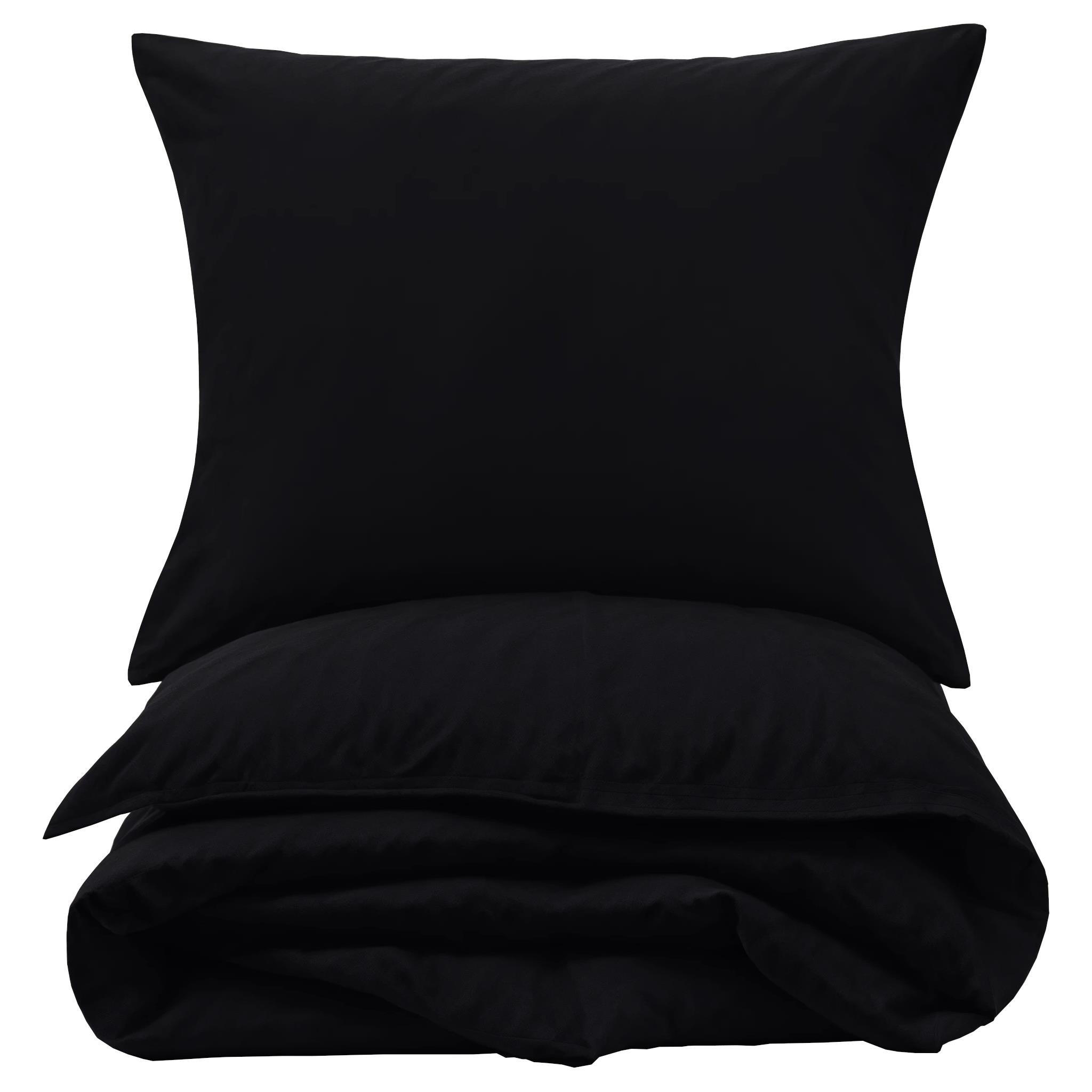 BETTWÄSCHE Biber 135x200 Schwarz Uni Flanell Winter Bettbezug - Made in Germany - Schwarz, Textil (135/200cm) - Carpe Sonno