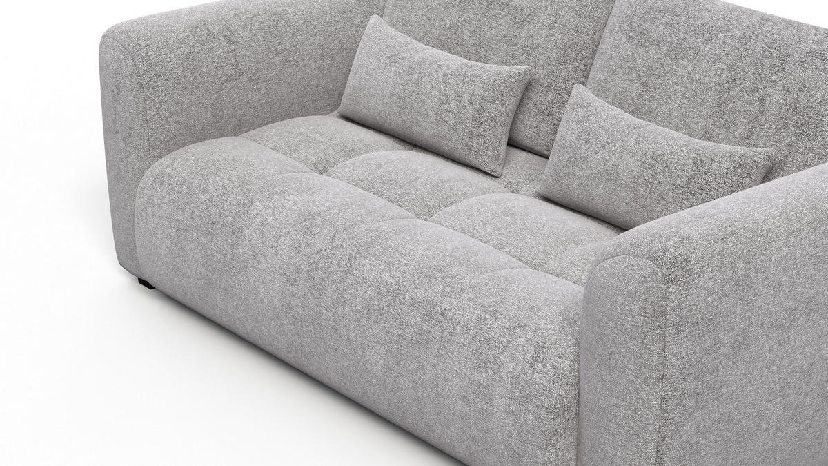 SOFA SORENO 3-Sitzer, platingrau - Schwarz/Grau, Holz/Textil (214/94/114cm) - Courtois Laville