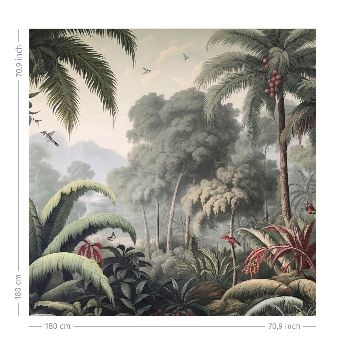 DUSCHVORHANG Antiker Dschungel mit roten Früchten 180/180 cm - Grün, Textil (180/180cm) - Bilderwelten