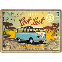 MINIBLECHSCHILD 10/14 cm Volkswagen VW Bulli Let's Get Lost - Multicolor, Metall (14/10/0.1cm) - Nostalgic-Art