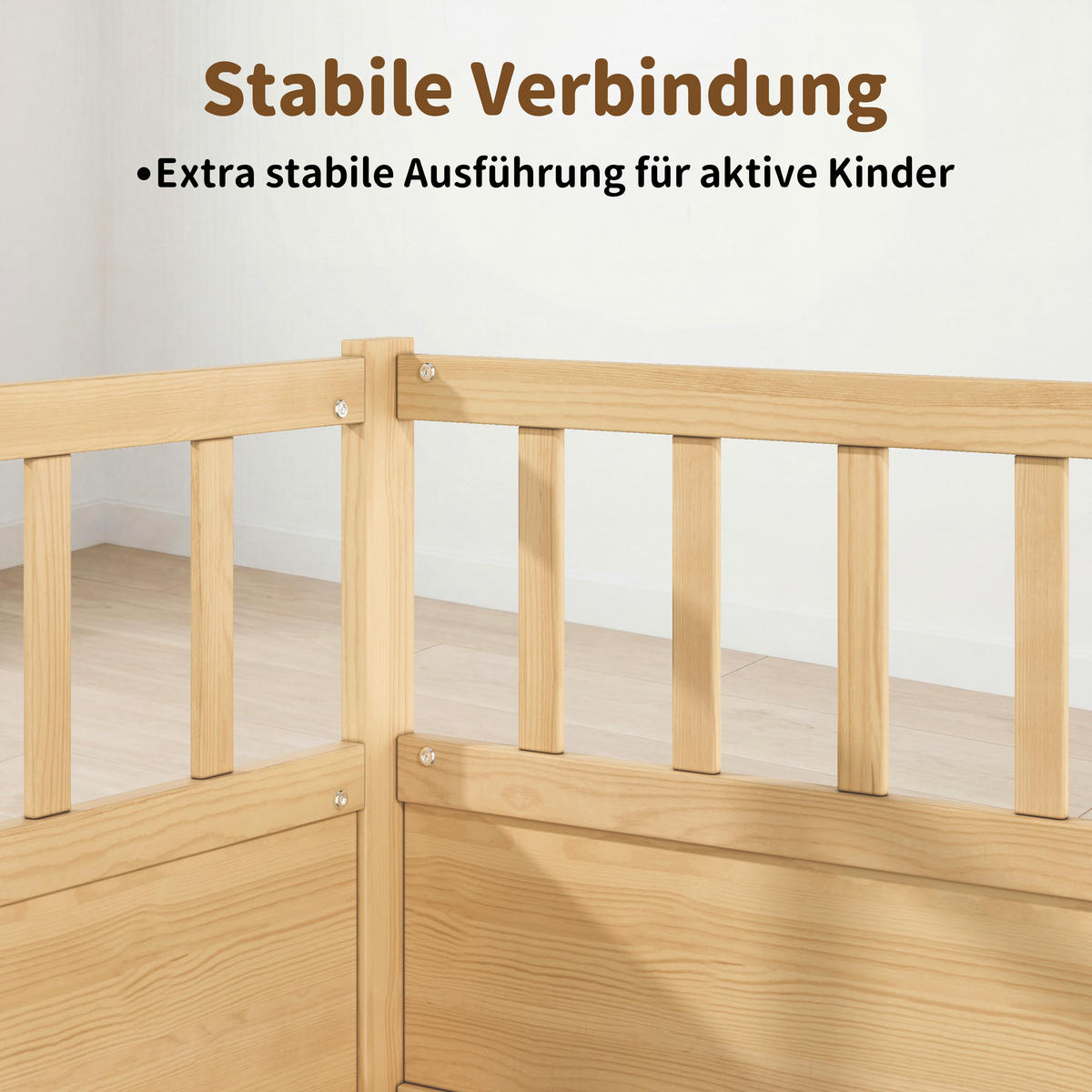 KINDERBETT 90/200 cm in Natur mit Lattenrost und offener Seite - Naturfarben, Holzwerkstoff/Metall (90/200cm) - WISHDOR