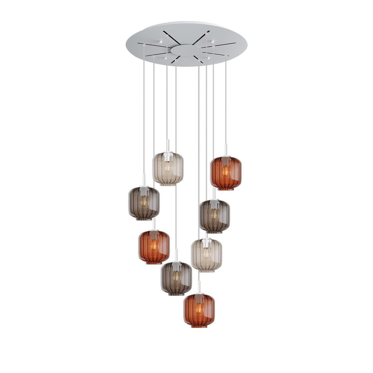 GALERIELEUCHTE Velo 8-flammig Mehrfarbig Ø 20cm - Multicolor/Weiß, Glas (20/20/20cm) - s.luce