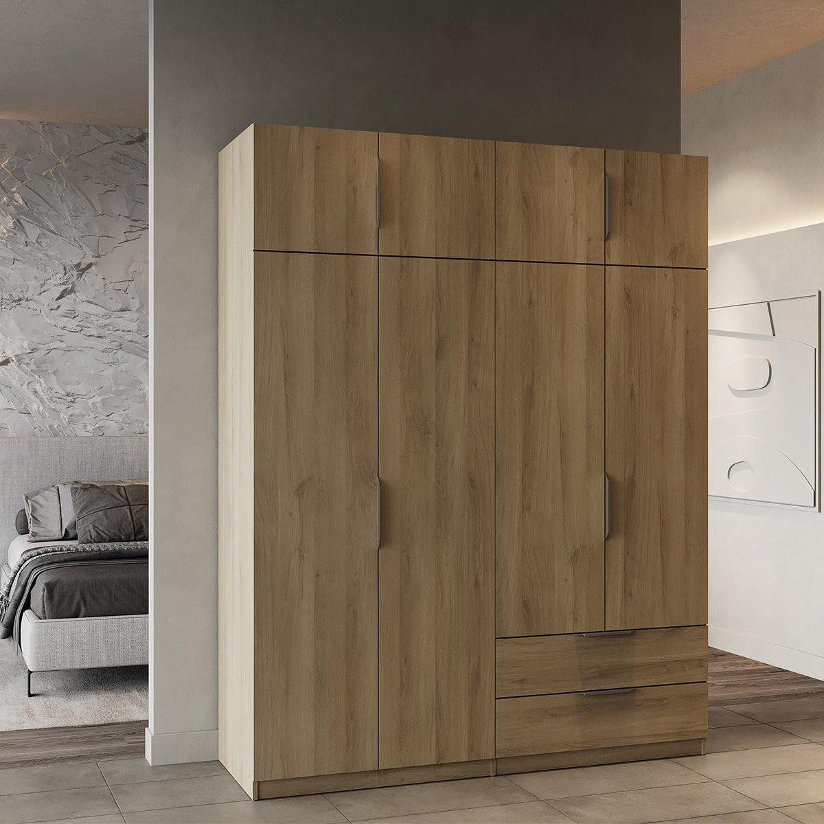 SCHRANK 8 Türen - GHOST - Eiche - 157,3 x 51,1 x 203 cm - Beige, Holz (51.1/203/157.3cm) - Demeyere