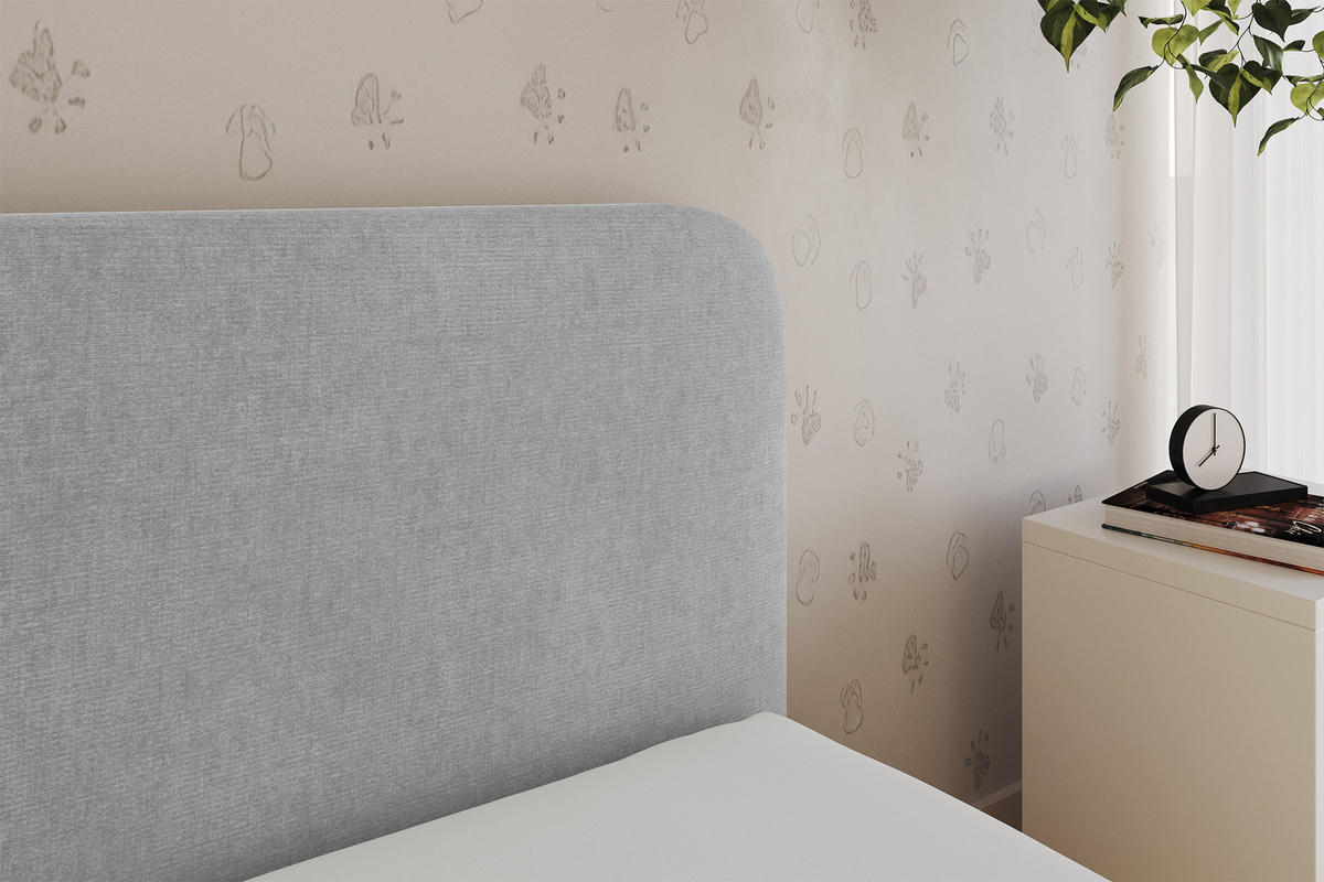 EINZELLBETT Jugendbett mit Bettkasten, Links - ALVY 100x200 Grau - Hellgrau, Holzwerkstoff/Textil (100/200cm) - ALTDECOR
