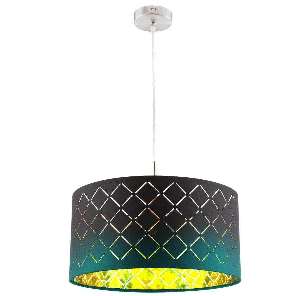 LED HÄNGELEUCHTE Metall Textilschirm Schwarz Gold - Schwarz, Metall (40/40/140cm) - Globo Lighting