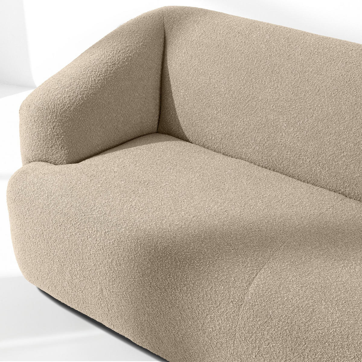 EINZELSOFA VIRA, Hellbeige, Bouclé - Hellbraun/Schwarz, Holz/Holzwerkstoff (210/84/100cm) - KONSIMO®