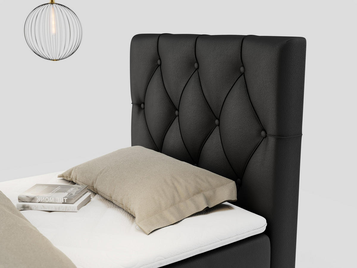 BOXBETT ALDA 90/200 Schwarz Kunstleder - H4 - Rechts Seite - Schwarz, Holz/Textil (90/200cm) - MKS
