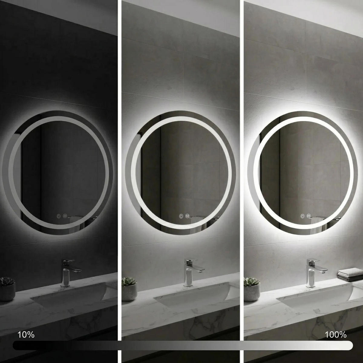 SPIEGEL Rea Led Soft 100 - Transparent, Glas (100/100/2.5cm) - REA