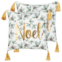 DEKOKISSEN 2er-Set Cremeweiß 45/45 cm Zamia - Goldfarben/Weiß, Naturmaterialien (45/45cm) - Beliani