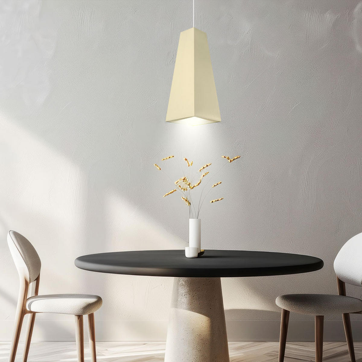 HÄNGELEUCHTE PIRAMIDE Beige Stoff - Beige, Textil (20/20/110cm)