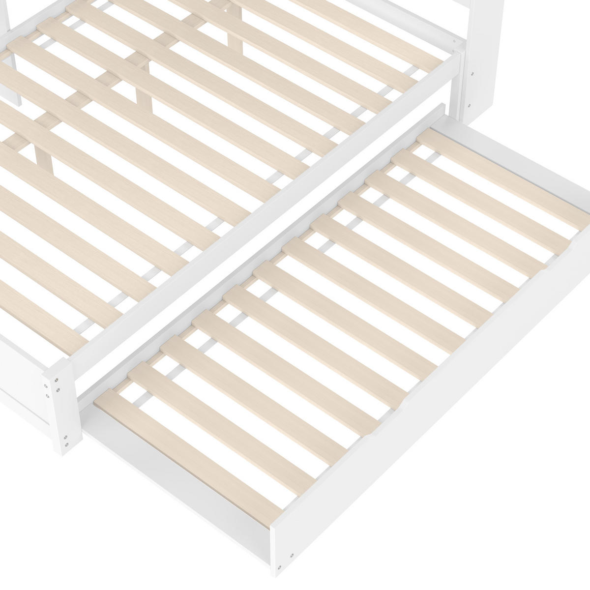 TAGEBETT 140x200cm Weiß Spanplatte Ausziehbett Steckdose USB - Weiß, Holz (140/200cm) - FLIEKS