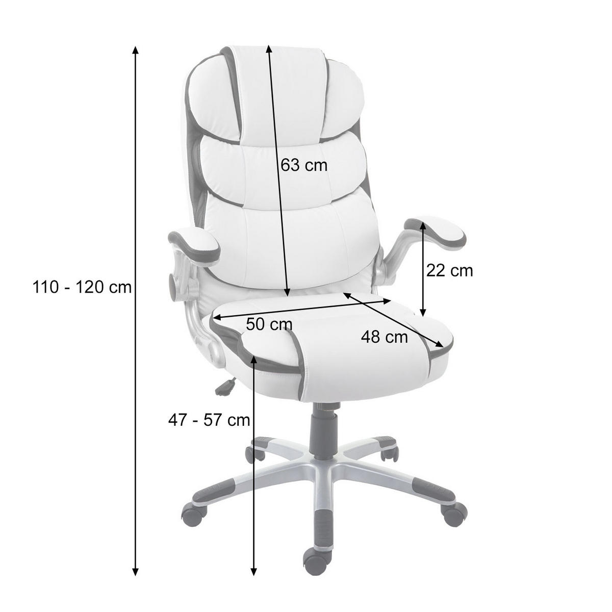 DREHSTUHL HxBxT 120x68x74cm Sitzhöhe 47cm Kunstleder Schwarz - Schwarz, Kunststoff (68/120/74cm) - PROREGAL