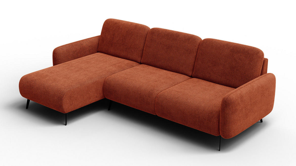 ECKSOFA FEBE 4-Sitzer links, dunkelorange - Dunkelorange/Schwarz, Holz/Textil (264/157cm) - Courtois Laville