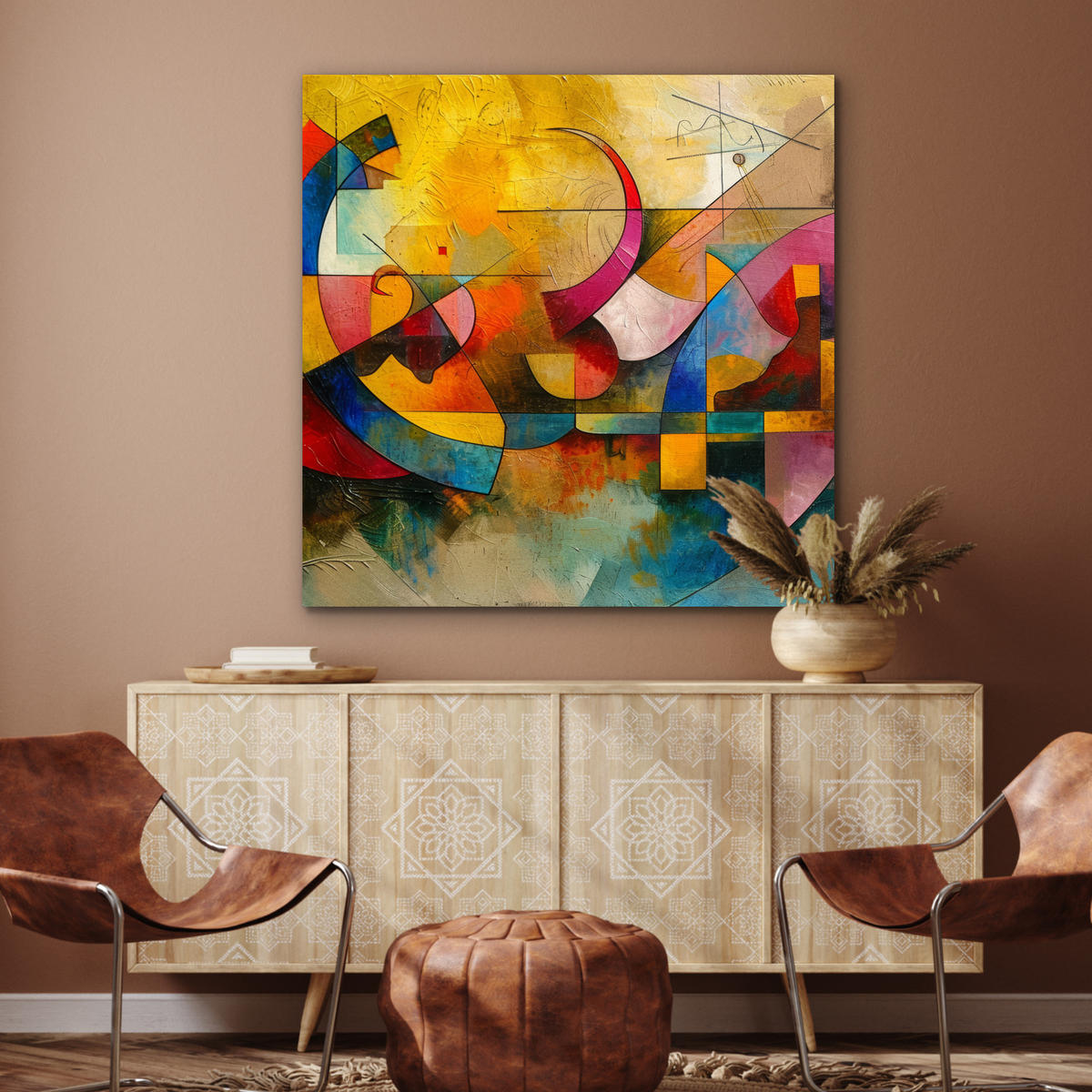KOVOVÝ OBRAZ Umenie - abstraktné - moderné 90x90 cm - žltá, kov (90/90cm) - MuchoWow