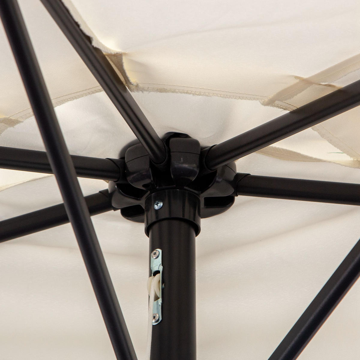 SONNENSCHIRM, Metall, Cremeweiß+Schwarz - Creme, Metall (150/293cm) - Outsunny