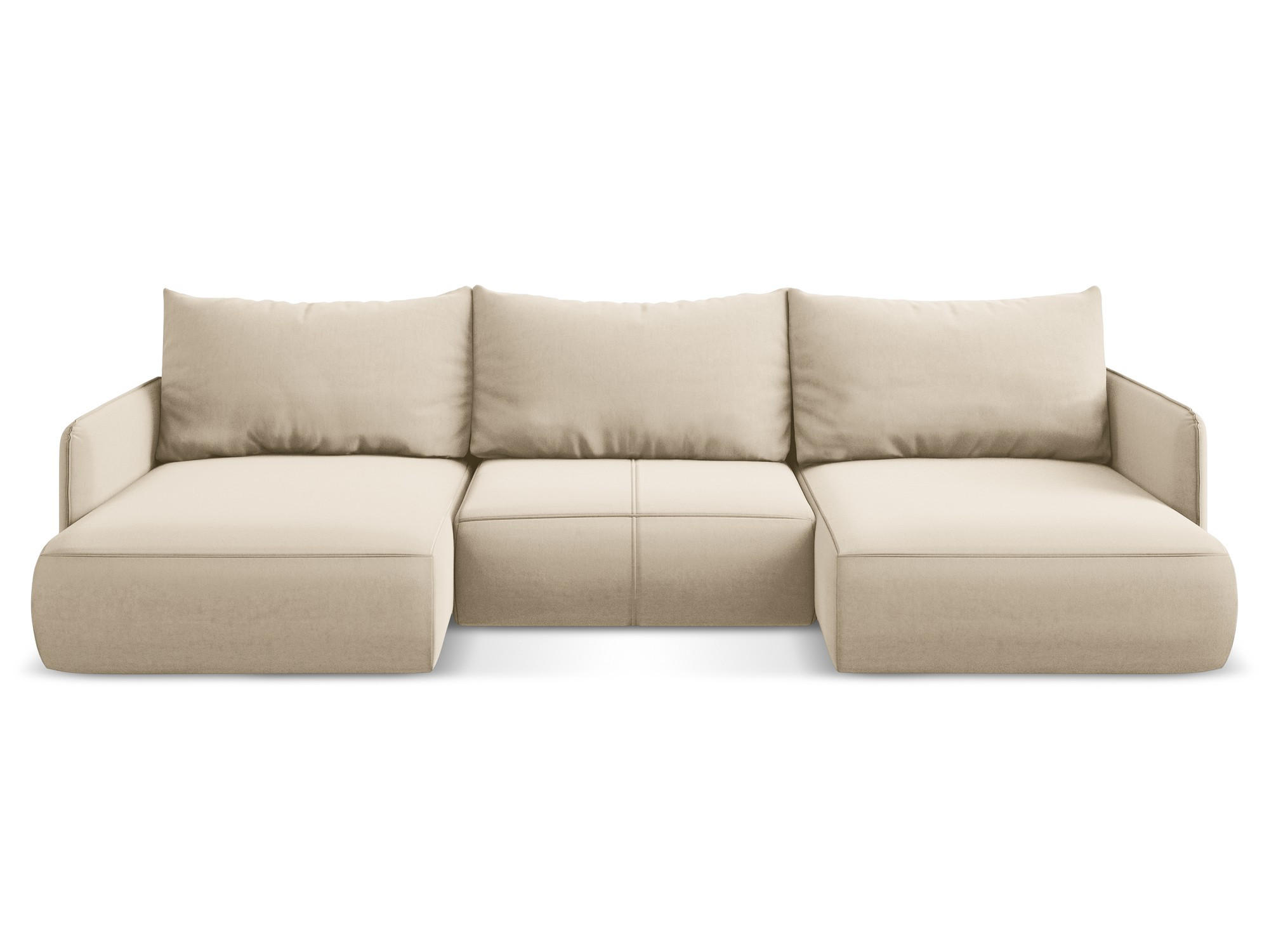 WOHNLANDSCHAFT Samt Stoff Beige - Beige/Creme, Kunststoff/Textil (290/86/148cm) - Makamii