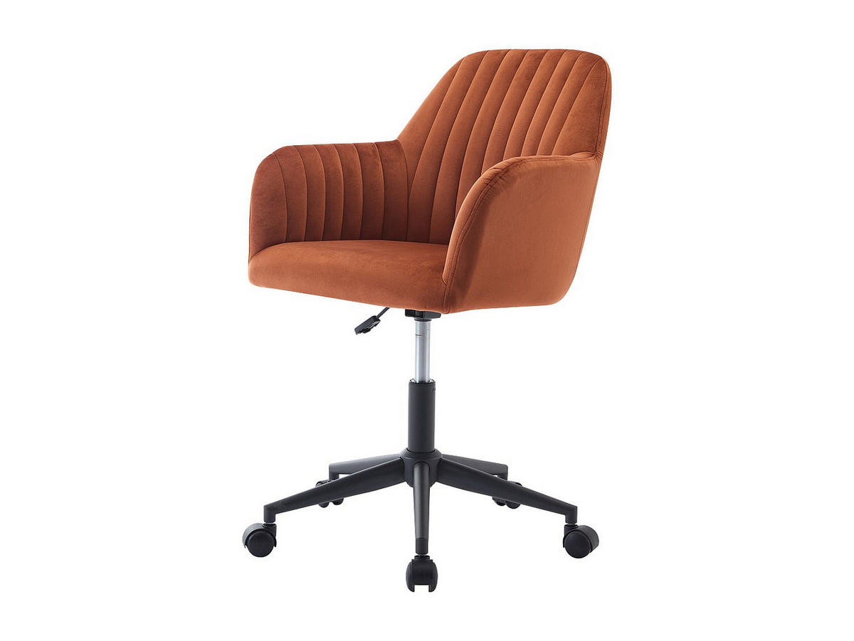 BÜROSTUHL ohne Armlehnen - 59 cmcm x 61.5 cmcm - Samt, Stoff - Terracotta - ELEANA - Terracotta, Textil (59/89/61.5cm) - Vente-Unique