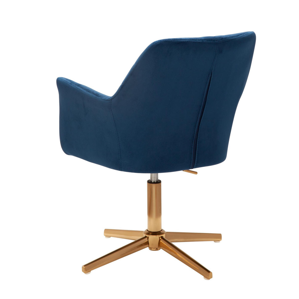 DREHSTUHL Samt mit Armlehnen Eisengestell 360° Funktion, Blau 97x55x55 cm - Blau/Goldfarben, Textil/Metall (97/55/55cm) - KADIMA DESIGN