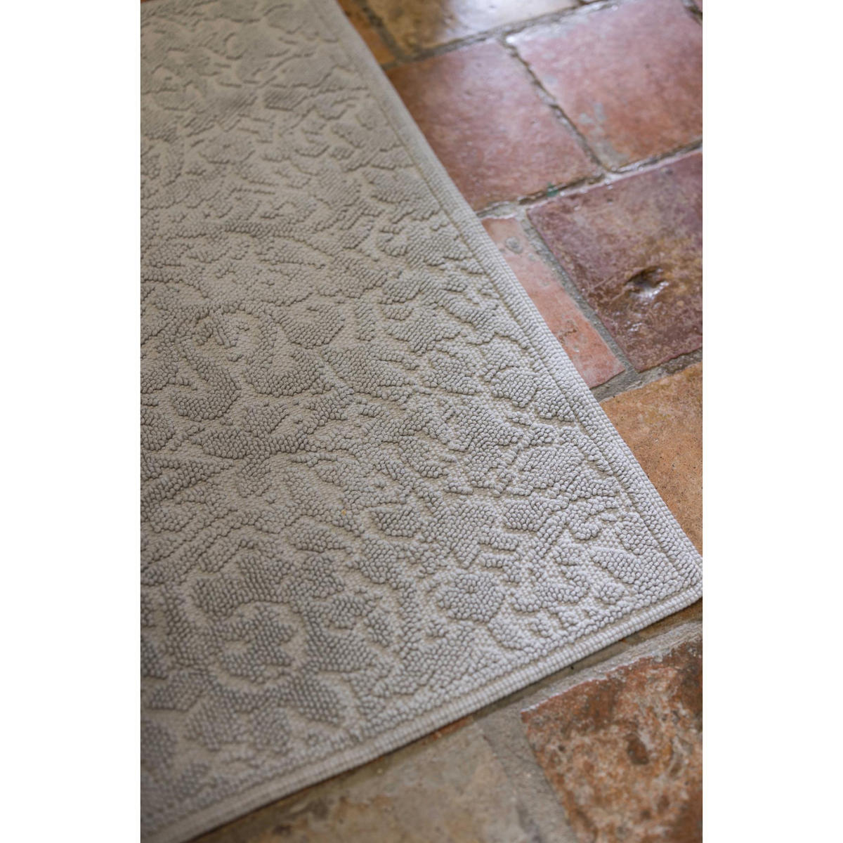BADEMATTE Gilda perlweiß 54 x 64 cm - Hellgrau, Textil (54/64cm) - Vivaraise