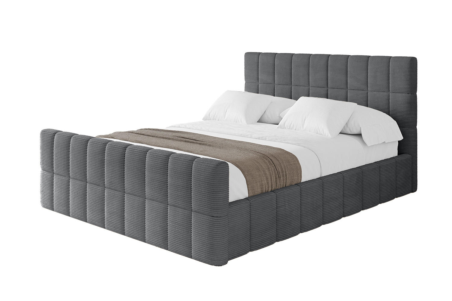 POLSTERBETT mit Bettkasten, Fußteil und Lattenrost, Boxbett mit Matratze H3/H4 - AMEA-Z 180x200 Dunkelgrau - Anthrazit, Holzwerkstoff/Textil (180/200cm) - ALTDECOR
