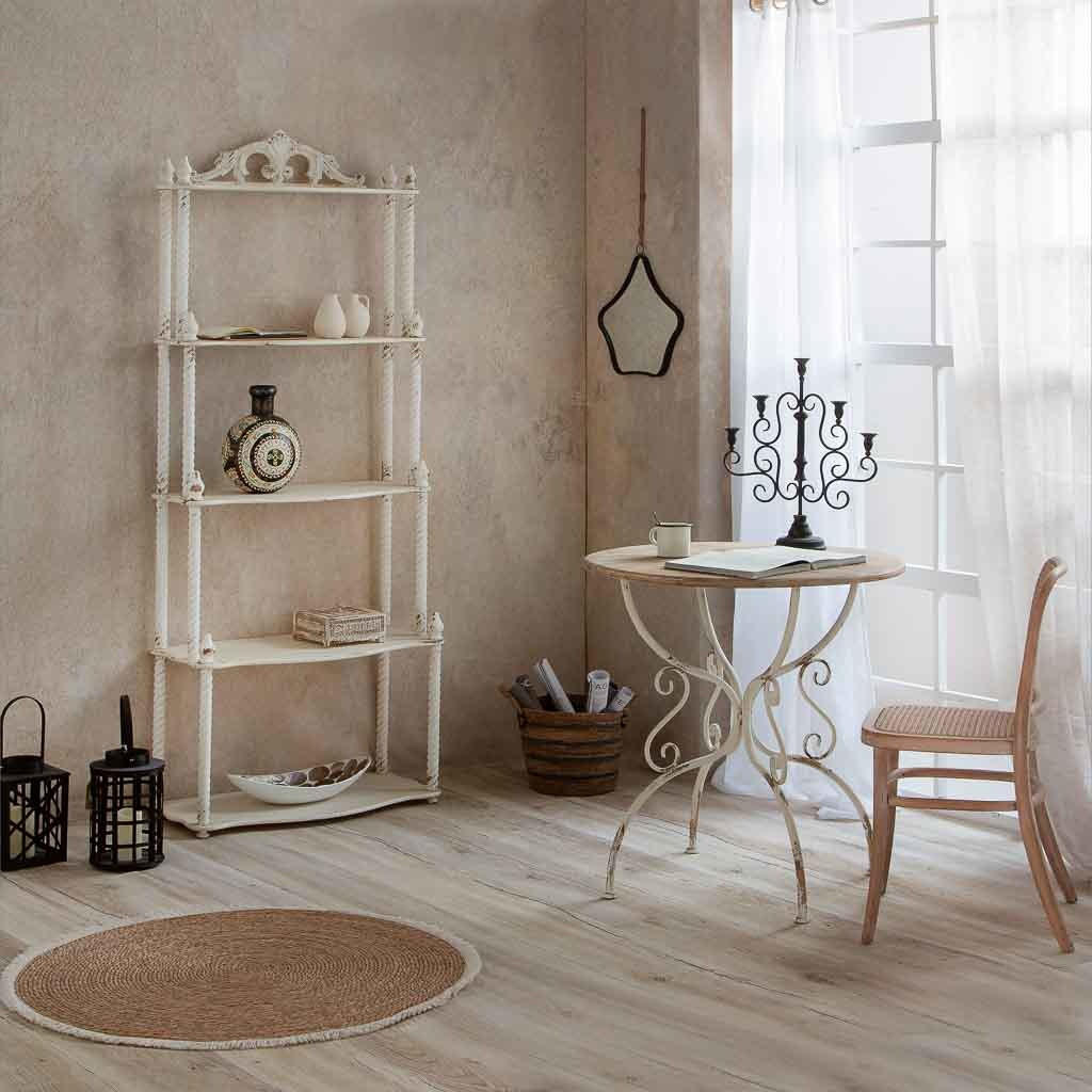 REGAL aus Holz mit 5 böden im Antik-Finish 78x39x193 - Weiß, Holz (79/193/39cm) - Wanderlust