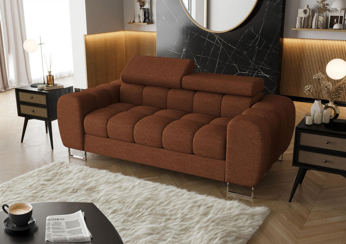 SOFA 2-sitzer Bastien In Stoff Aragon - Orange, Holzwerkstoff/Textil (195/95/97cm) - Fun Möbel
