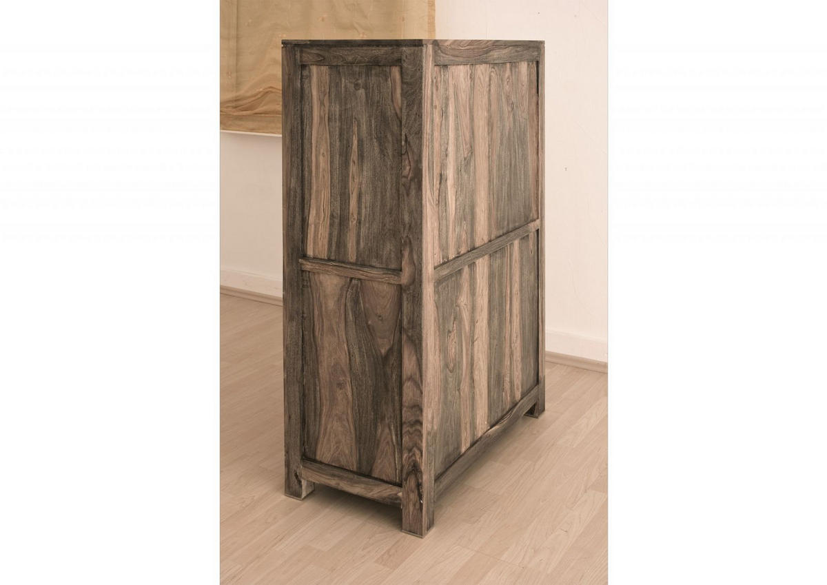 VITRINE Sheesham 90x45x148 grau geölt NATURE GREY #62 - Grau, Holz (90/148/45cm) - Massivmoebel24
