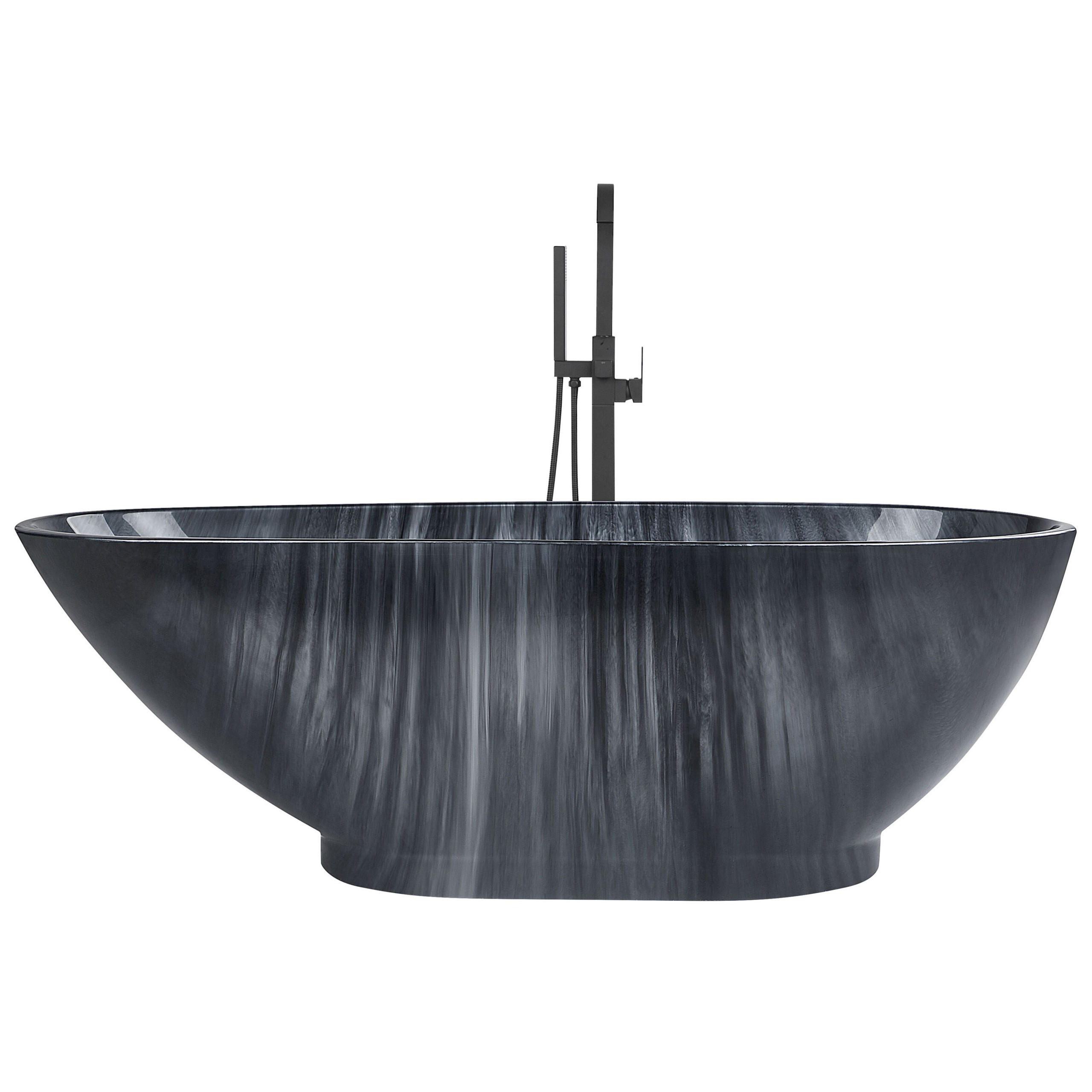 BADEWANNE FREISTEHEND 80x170x58 cm schwarz Rioja - Schwarz, Kunststoff (80/58/170cm) - Beliani