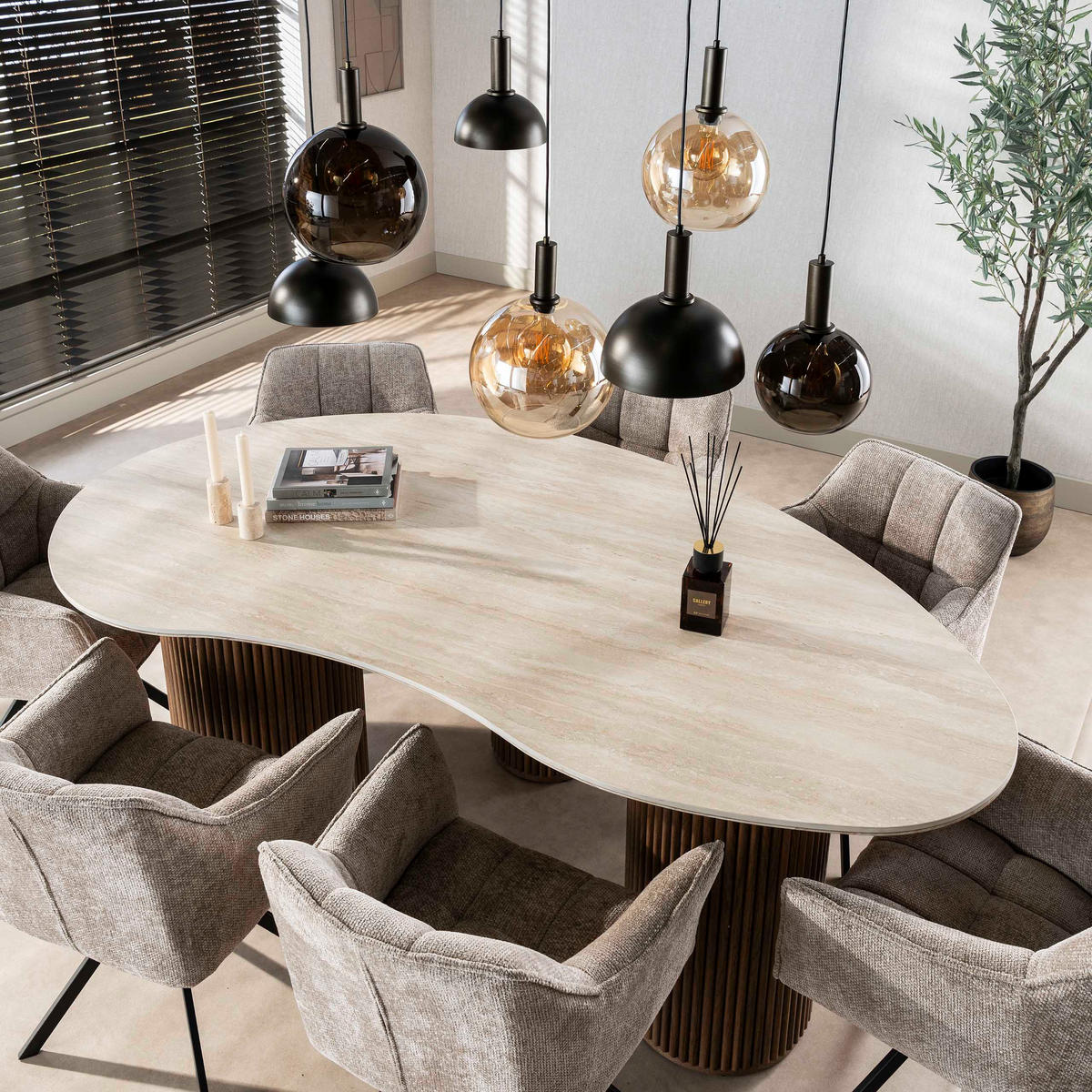 ESSZIMMERTISCH Romano 89D 120/215/77 cm - Beige, Keramik (120/215/77cm) - Hoyz Collection