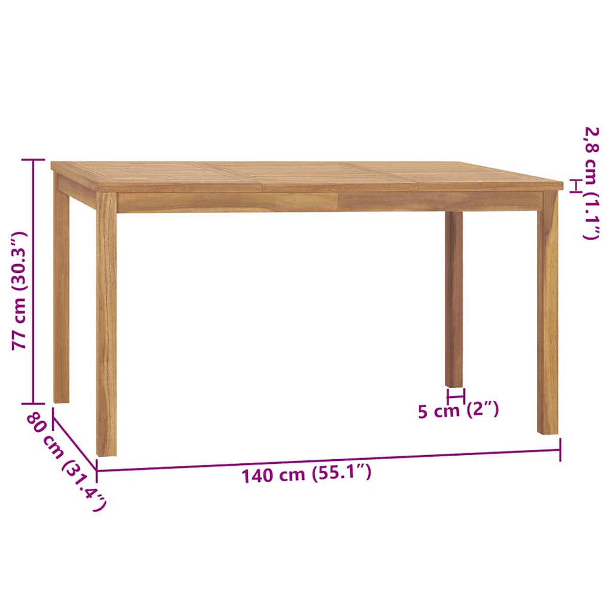 GARTEN-ESS-SET 7-teilig 140/80 Cm Massivholz Teak - Braun, Holz - vidaXL