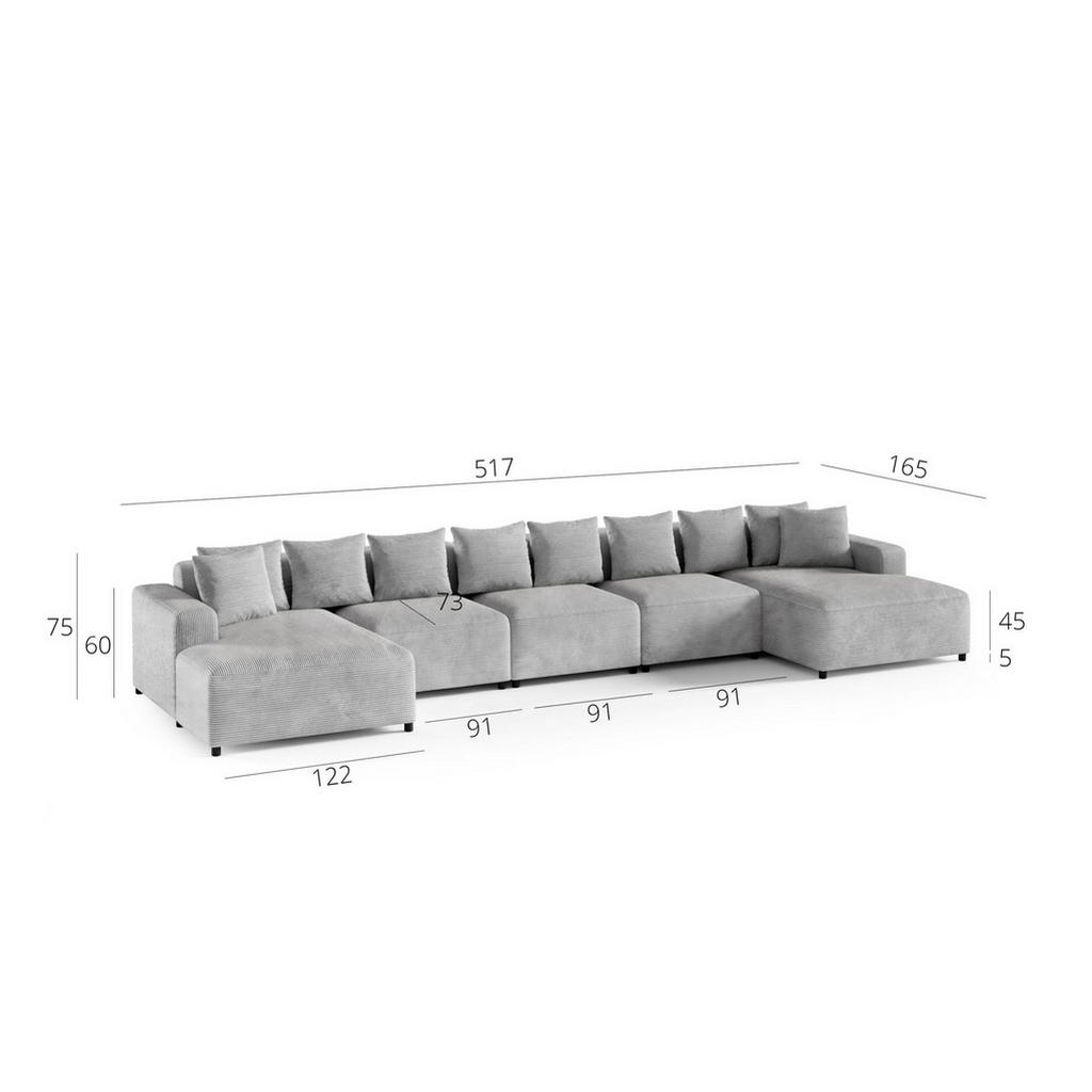Thumbnail - Fun Möbel Wohnlandschaft, Honig, Textil, U-Form, 517x75x165 cm, Wohnzimmer, Sofas & Couches, Wohnlandschaften, Wohnlands...