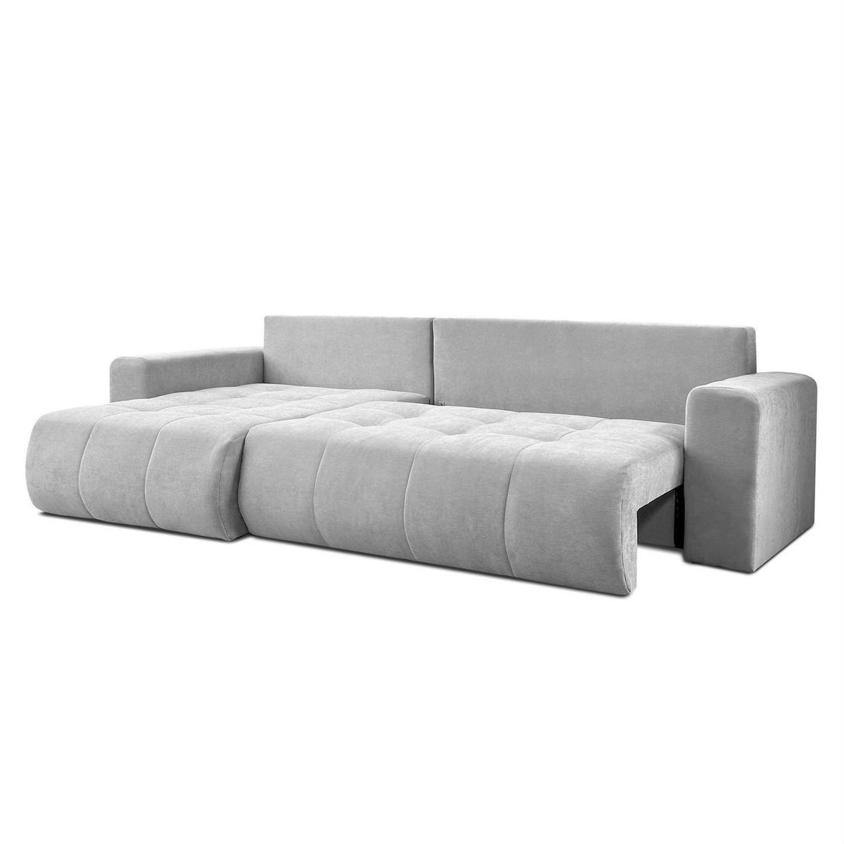 ECKSOFA Gepolstertes CLOUD mit Schlaffunktion und Bettkasten, Wind 84 - Grau, Textil (277/143cm) - Lookway