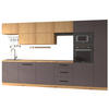 KÜCHENZEILE 340 cm - Langen KL1-M340 in Grau/Artisan Eiche - Schwarz/Eiche Artisan, Holz (340/212/58cm)
