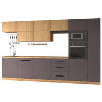 KÜCHENZEILE 340 cm - Langen KL1-M340 in Grau/Artisan Eiche - Schwarz/Eiche Artisan, Holz (340/212/58cm)