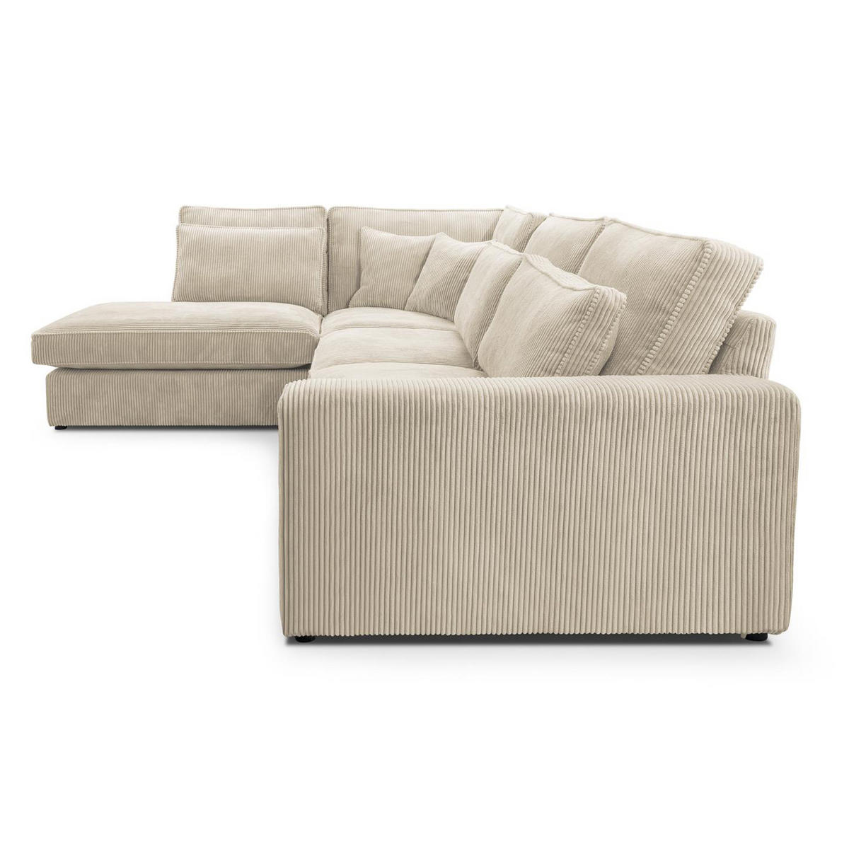 ECKSOFA Parma ohne Schlaffunktion, Cord-Stoff, Creme, Links - Beige/Schwarz, Textil (314/224cm) - Beautysofa